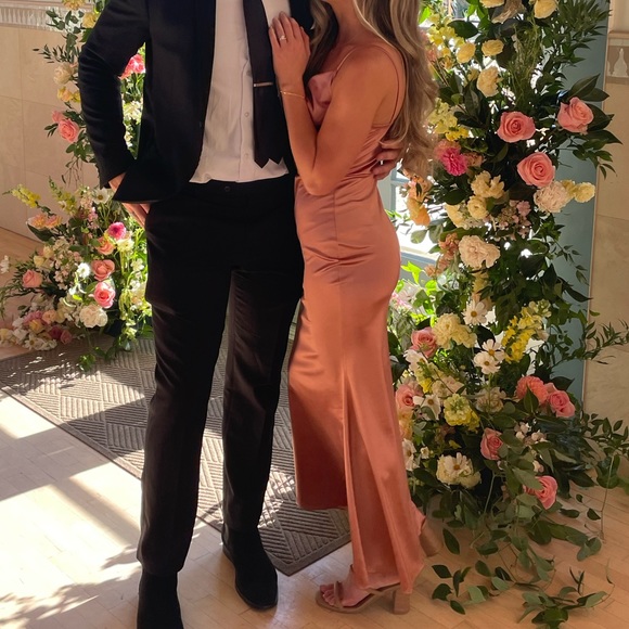 COPY - Mauve pink stretch silk dress - Picture 4 of 5